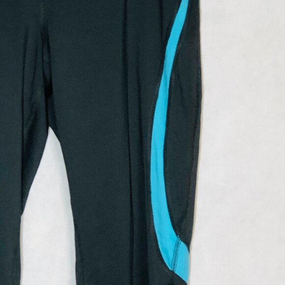 Tek Gear Active Capri Leggings Polyester Blend Blue Black Medium Waist 30" READ - Picture 2 of 10